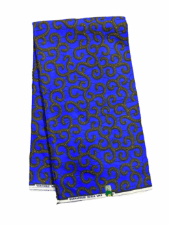 Blue Yellow Black Small Macaroni Ankara African Print Fabric 6 Yards
