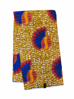 Brown Burgundy Blue Orange White Conch Sea Shell Ankara African Print Fabric 6 Yards