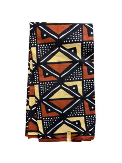 Brown Dark Wide Triangle Lines Dots Mud Cloth Ankara African Fabric 6 Yards