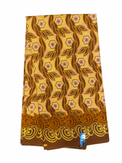 Brown Gold Flower Stem Blue Gold White Flower Stem Glitter Ankara African Print Fabric 6 Yards
