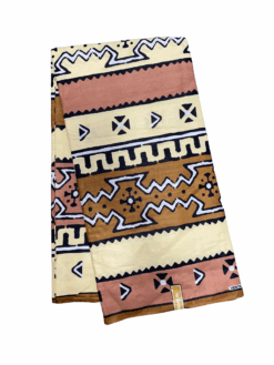 Brown Light Tan Black White Calabash Mud Cloth Ankara African Print Fabric 6 Yards
