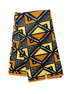 Brown Light Wide Triangle Lines Dots Mud Cloth Ankara African Fabric 6 Yards