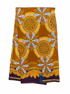 Brown Orange White Gold Dream Catcher Glitter Ankara African Print Fabric 6 Yards