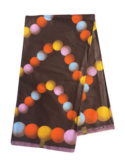 Brown Orange Yellow Pink Blue Balls In A Row African Ankara Print Fabric 6 Yards