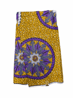 Brown Purple Black White Ornament Ankara African Print Fabric 6 Yards