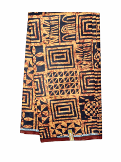 Brown Tan Black Resist Dye Blocks Ankara African Print Fabric 6 Yards