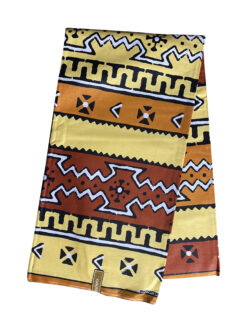 Brown Tan Black White Calabash Mud Cloth Ankara African Print Fabric 6 Yards