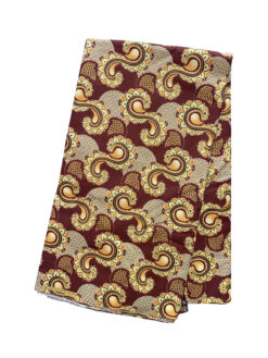 Brown Tan Gold Swirl Parsley Mesh Ankara African Fabric 6 Yards