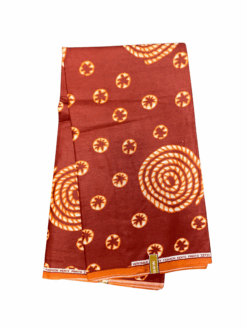 Brown Tan Spiral Rope Ankara African Print Fabric 6 Yards