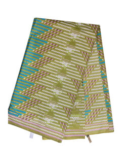 Green Olive Blue Purple White Staircase Ankara African Print Fabric 6 Yards