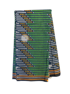 Green Orange Blue White Staircase Ankara African Print Fabric 6 Yards