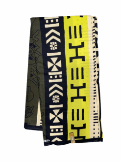 Green Yellow Tan Black Multi Adinkra Ankara African Print Fabric 6 Yards