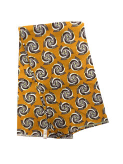 Orange Brown White Gold Turbines Ankara African Print Fabric 6 Yards