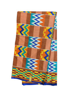 Orange Yellow Green Blue Teal Kente Ankara African Print Fabric 6 Yards