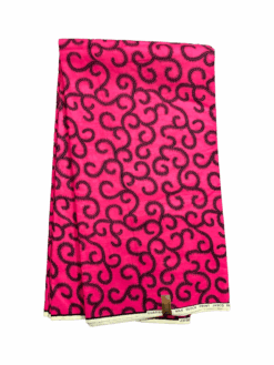Pink Black Small Macaroni Ankara African Print Fabric 6 Yards