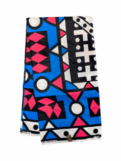 Pink Blue Black White Samacaca Samakaka Ankara African Print Fabric 6 Yards