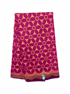 Pink Gold Burgundy Stargrass Flower Ankara African Print Fabric 6 Yards