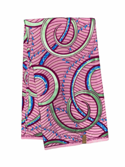 Pink Green Blue Burgundy Entwine Pennant Ankara African Print Fabric 6 Yards