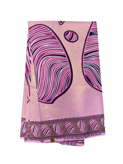 Pink Purple Black White Stripes Egg Ankara African Print Fabric 6 Yards