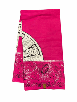 Pink White Black Wheel of Fortune Flowers Ankara African Print Fabric 6 Yards