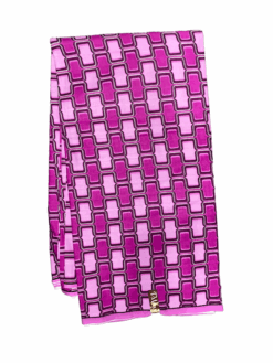 Purple Black White Rounded Rectangle Ankara African Print Fabric 6 Yards
