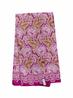 Purple Dark Fuschsia Lace Petals Glitter Ankara African Print Fabric 6 Yards