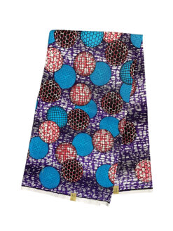 Purple Pink Blue Black White Mesh Ball Ankara African Print Fabric 6 Yards