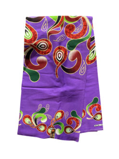 Purple Red Green Gold Boteh Glitter Ankara African Print Fabric 6 Yards
