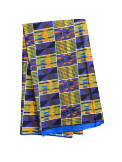 Purple Yellow Orange Blue White Sika Kente African Ankara Print Fabric 6 Yards