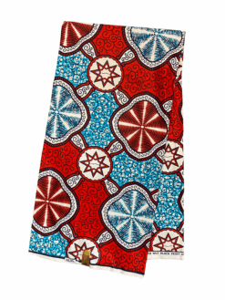 Red Blue White Kaheksakand Ankara African Print Fabric 6 Yards