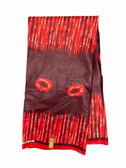 Red Burgundy Circle Hole Spikes Ankara African Print Fabric 6 Yards
