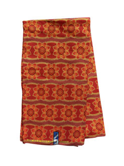 Red Gold Burgundy Delphiniums Ankara African Print Fabric 6 Yards