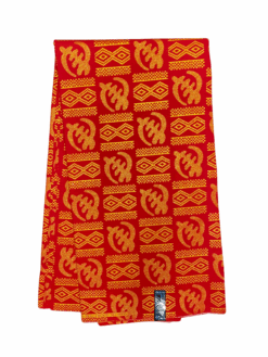 Red Gold Gye Nyame Diamond Ankara African Print Fabric 6 Yards