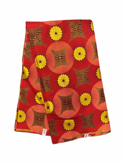Red Pink Burgundy Yellow Black Peacock Petal Glitter Ankara African Print Fabric 6 Yards