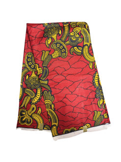 Red Yellow Black Craquel Ankara African Print Fabric 6 Yards