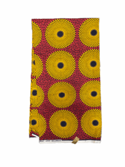Red Yellow Black Medio Target Plaque Nsu Bura African Ankara Print Fabric 6 Yards