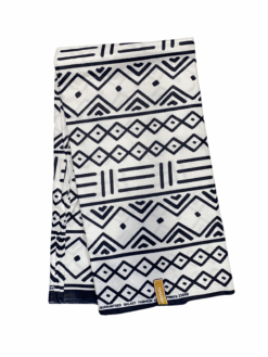 White Black Bravery Mud Cloth Ankara African Print Fabric 6 Yards