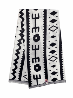 White Black Okodee Ankara African Print Fabric 6 Yards