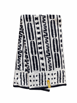 White Black Small Drum Mud Cloth Ankara African Print Fabric 6 Yards