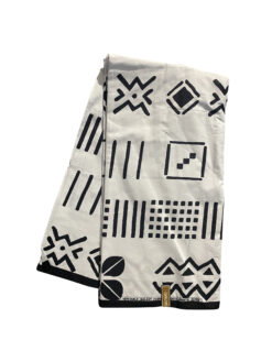 White Black Sungum Mud Cloth Ankara African Print Fabric 6 Yards