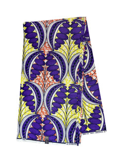 White Purple Yellow Orange Black Oval Bloss Ankara African Print Fabric 6 Yards