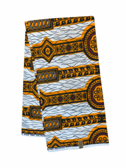White Yellow Black Red Circle Diamond Charm Belt Ankara African Print Fabric 6 Yards