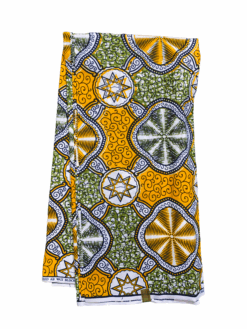 Yellow Green White Kaheksakand Ankara African Print Fabric 6 Yards
