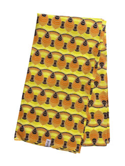 Yellow Orange Brown Gold Bee Hive Ankara African Print Fabric 6 Yards