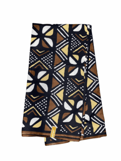 Black Brown Tan White Cowry Dots Mud Cloth Ankara African Print Fabric 6 Yards
