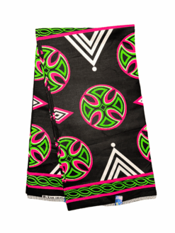 Black Pink Green White Circle Triangle Anchor Atoghu Toghu Bamenda Bamileke Cameroon Ankara African Print Fabric 6 Yards