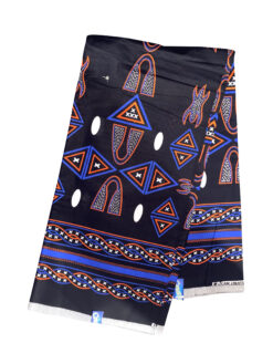 Black Red Blue White Intertwined DNA Atoghu Toghu Bamenda Bamileke Cameroon Ankara African Print Fabric 6 Yards