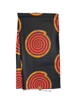 Black Red Burgundy Orange Hypnotic Spiral Ankara African Print Fabric 6 Yards