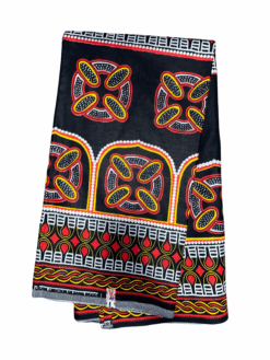 Black Red Yellow White Circles Centered Ovals Atoghu Toghu Bamenda Bamileke Cameroon Ankara African Print Fabric 6 Yards