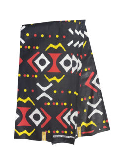 Black Red Yellow White Flecks Ankara African Print Fabric 6 Yards